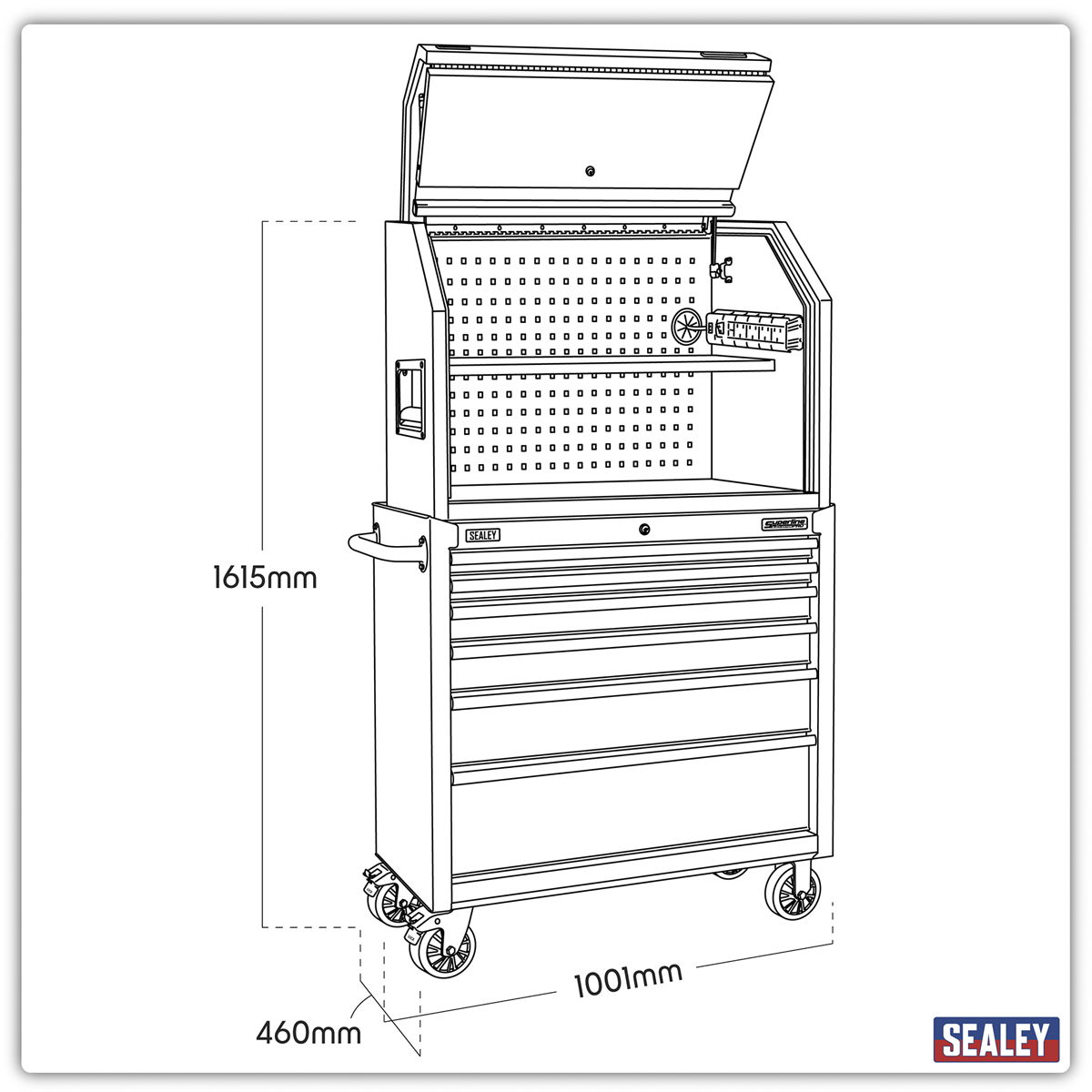 Superline Pro AP36HBESTACK Superline PRO® Hutch Toolbox & Rollcab Combo 915mm 6 Drawer