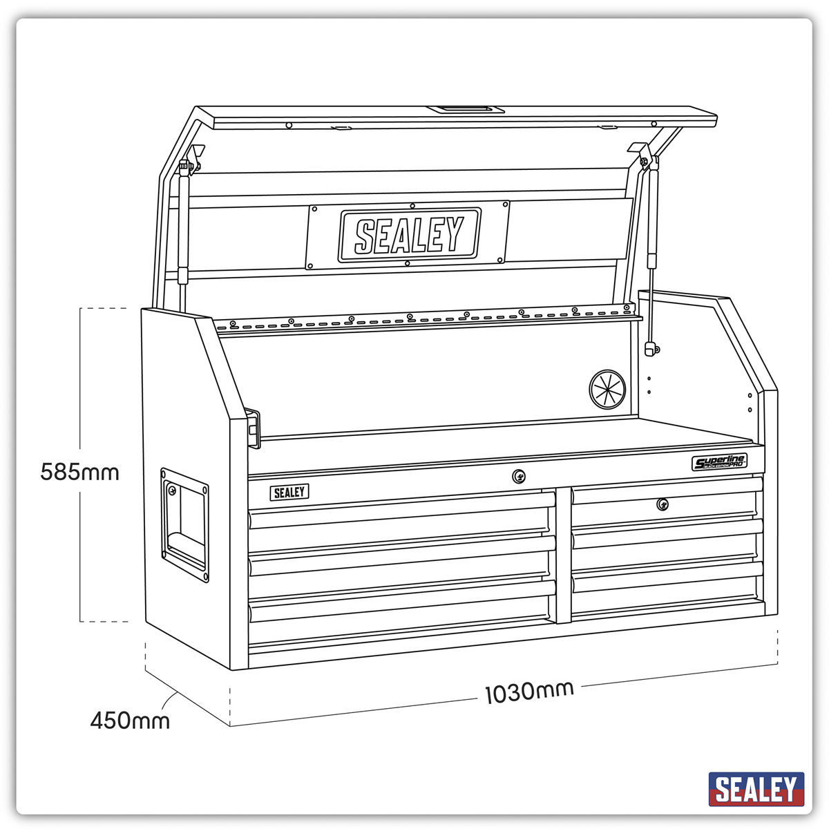 Superline Pro AP4106BE Superline PRO® Black Edition Topchest with 6 Soft Close Drawers & Power Bar 1030mm