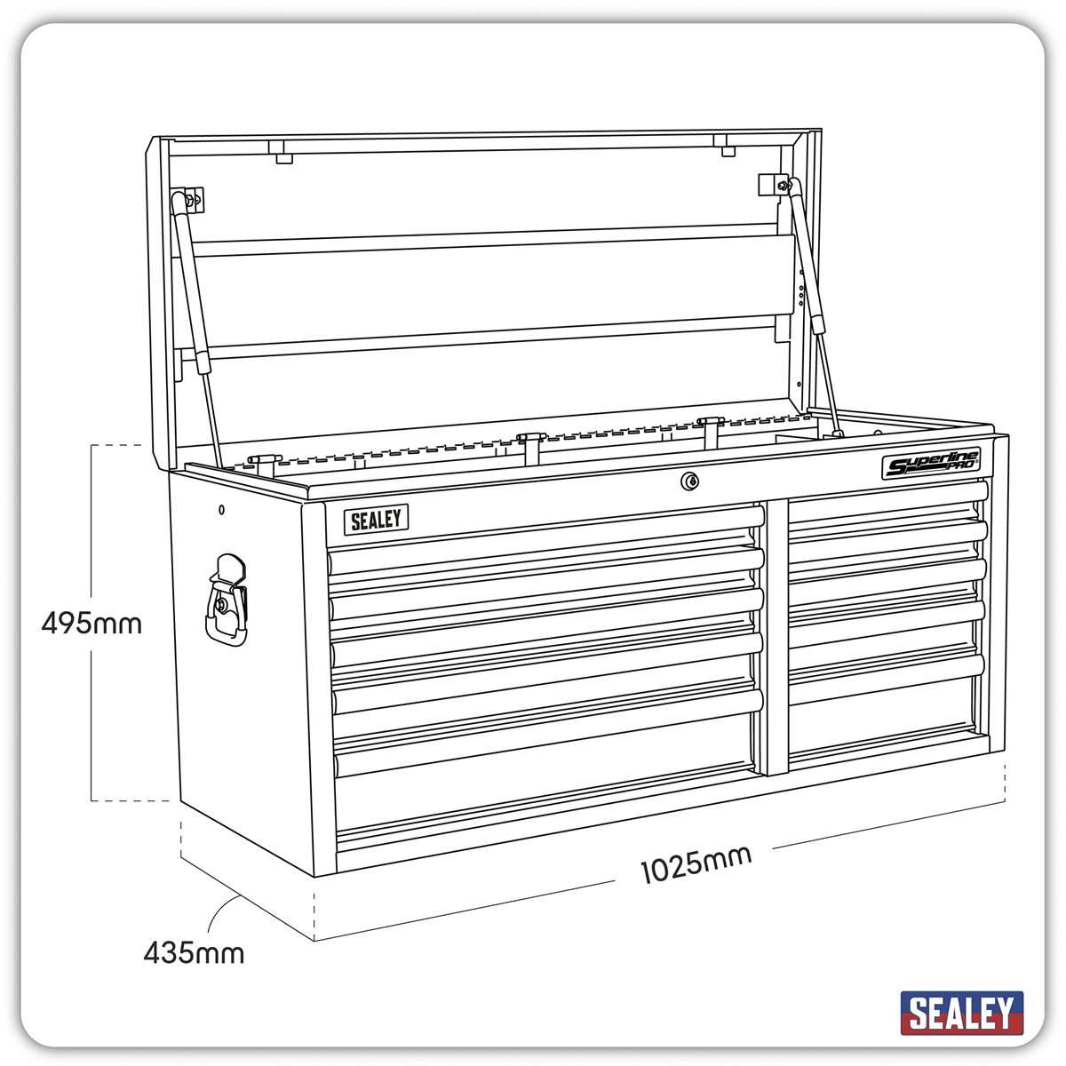Superline Pro AP41110 Superline PRO® Heavy-Duty Topchest 10 Drawer - Red