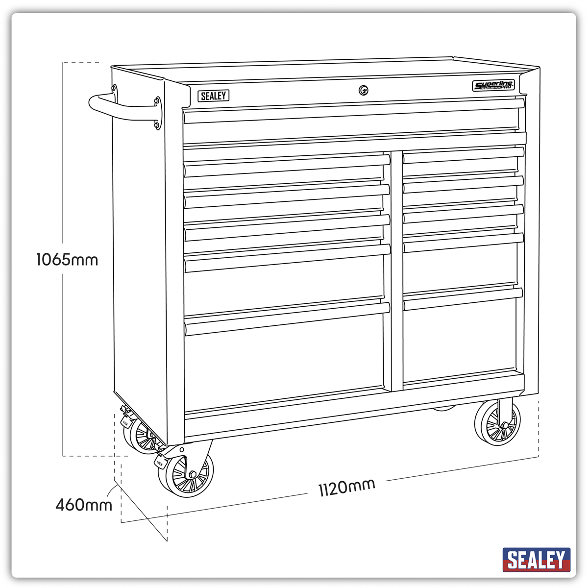 Superline Pro AP4111BE Superline PRO® Black Edition Rollcab with 11 Soft Close Drawers 1040mm