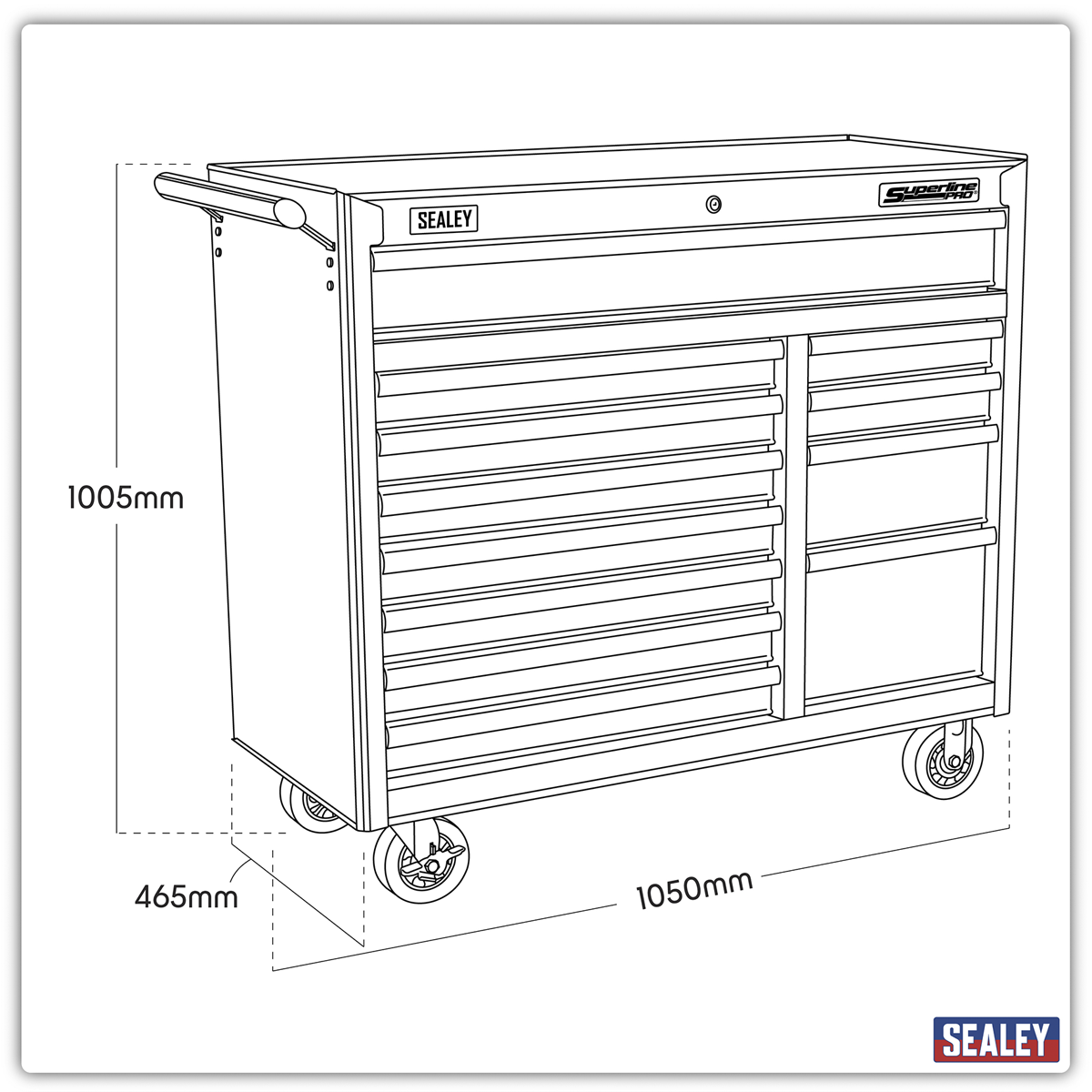 Superline Pro AP41120 Superline PRO® Heavy-Duty Rollcab 12 Drawer - Red