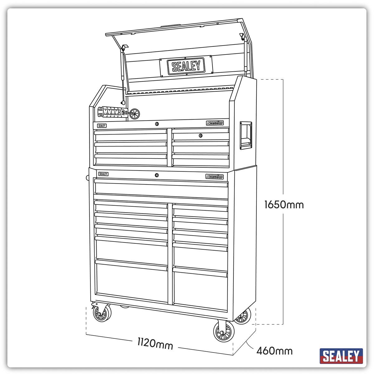 Superline Pro AP41BESTACK Superline PRO® Tool Chest Combination with 17 Soft Close Drawers & Power Bar