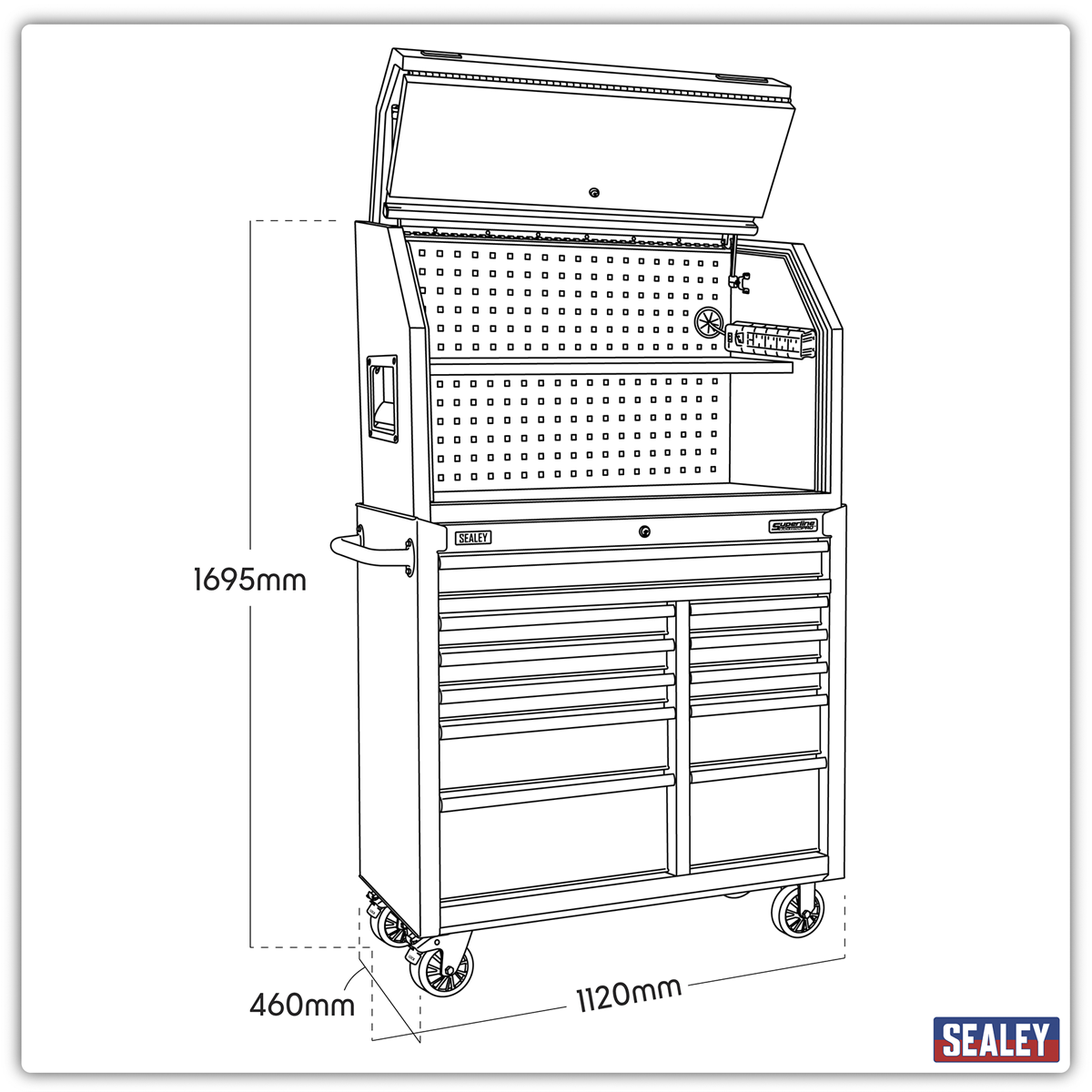 Superline Pro AP41HBESTACK Superline PRO® Hutch Toolbox & Rollcab Combo 1030mm 11 Drawer
