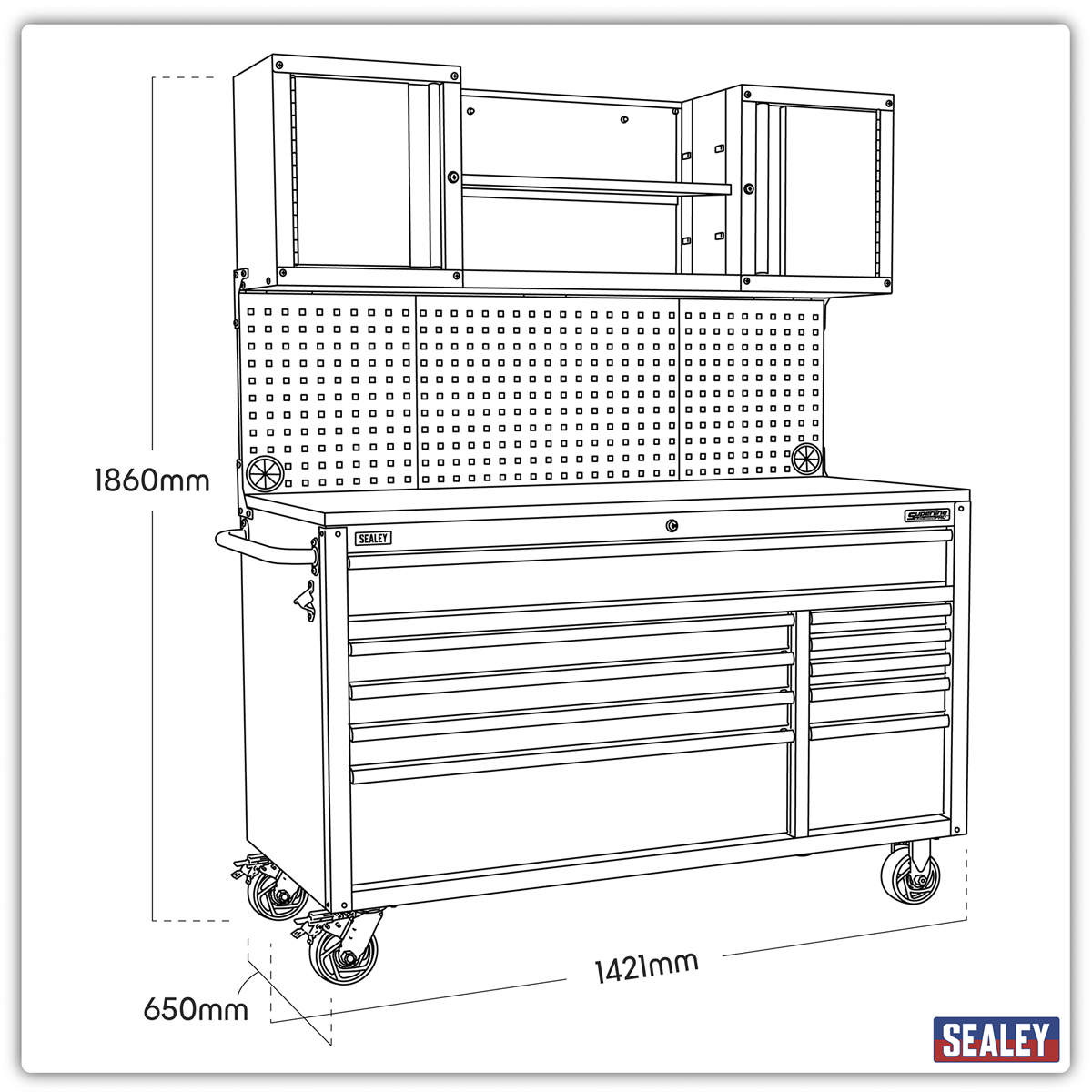 Superline Pro AP5210BE Superline PRO® Mobile Workstation 10 Drawer