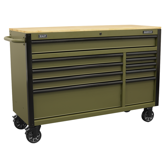 Superline Pro AP5210KBE Superline PRO® Mobile Trolley with Wooden Worktop & Power Bar 10 Drawer 1320mm