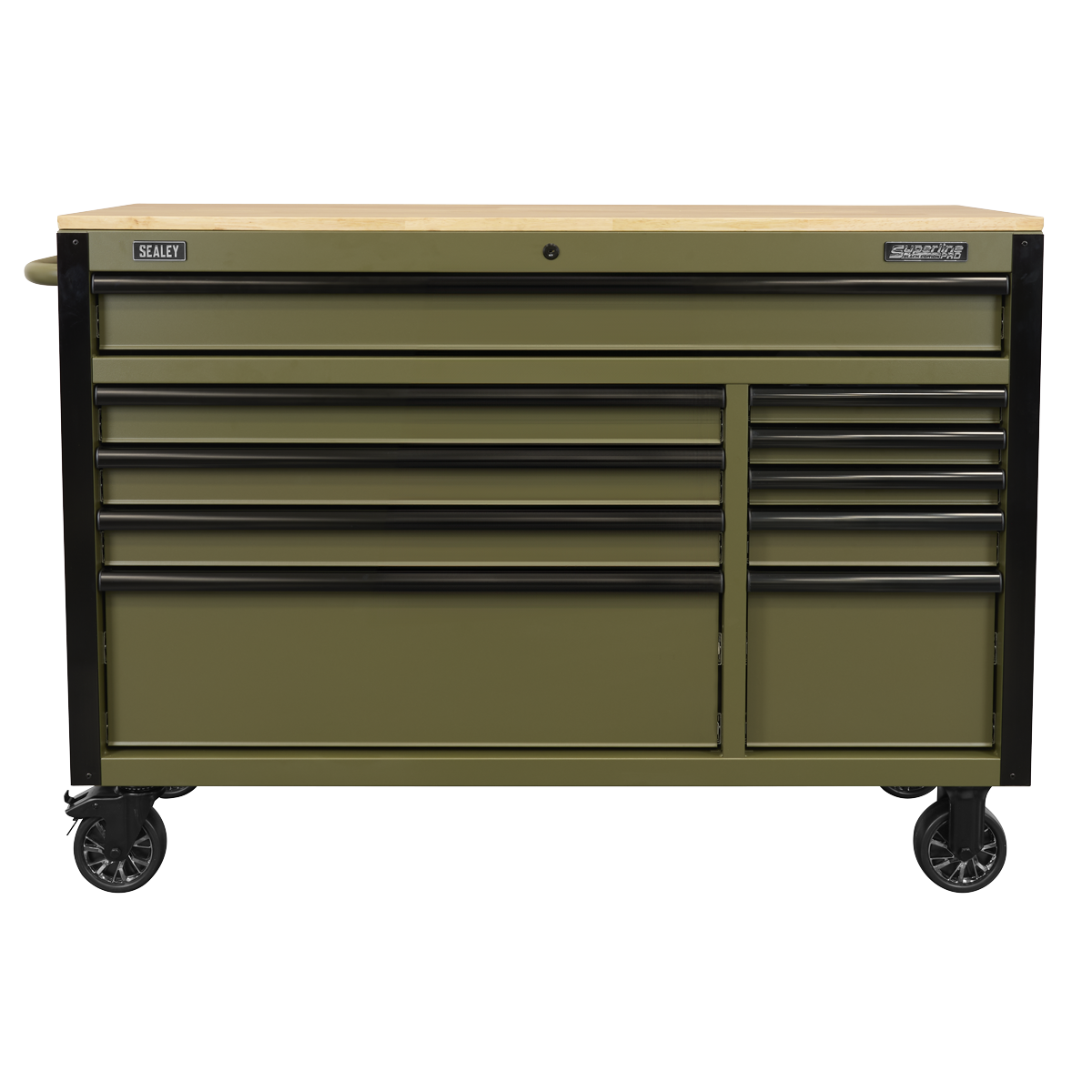 Superline Pro AP5210KBE Superline PRO® Mobile Trolley with Wooden Worktop & Power Bar 10 Drawer 1320mm