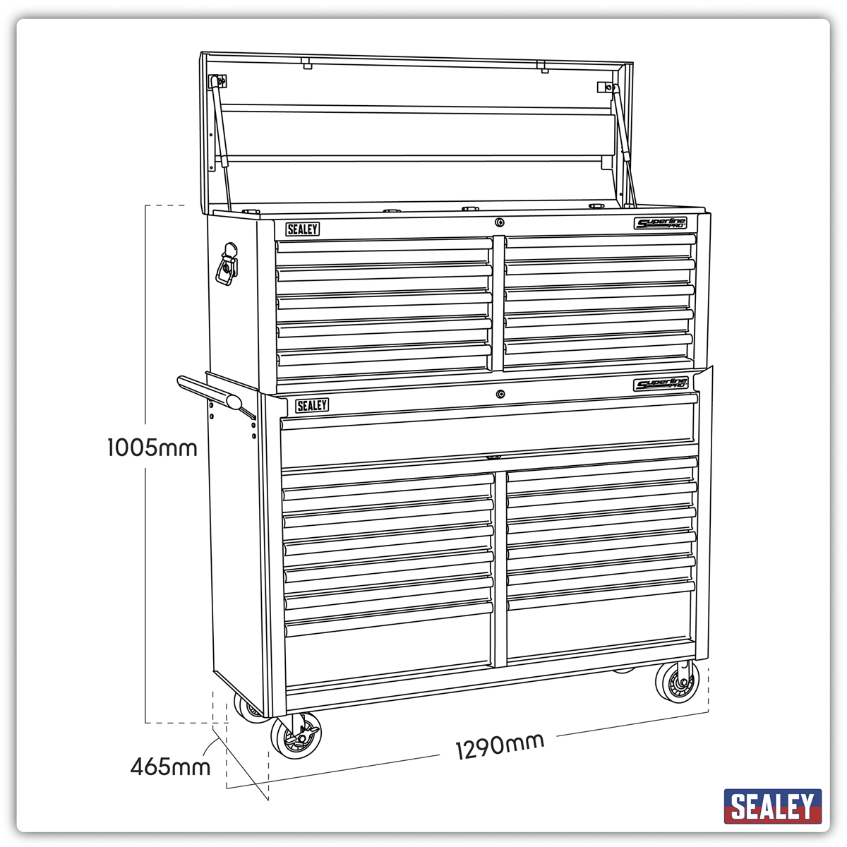 Superline Pro AP52COMBO2 Superline PRO® Tool Chest Combination 23 Drawer - Black
