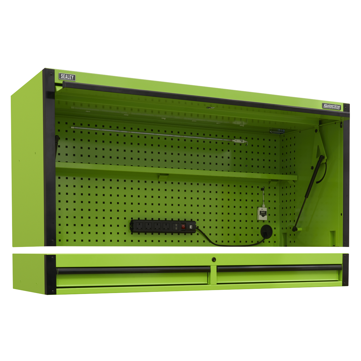 Superline Pro AP6103BE Superline PRO® Black Edition Top Hutch & 2 Drawer Riser 1549mm