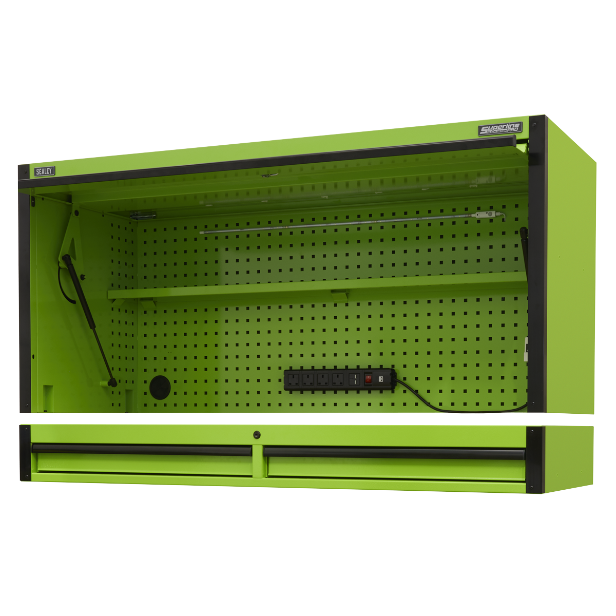 Superline Pro AP6103BE Superline PRO® Black Edition Top Hutch & 2 Drawer Riser 1549mm