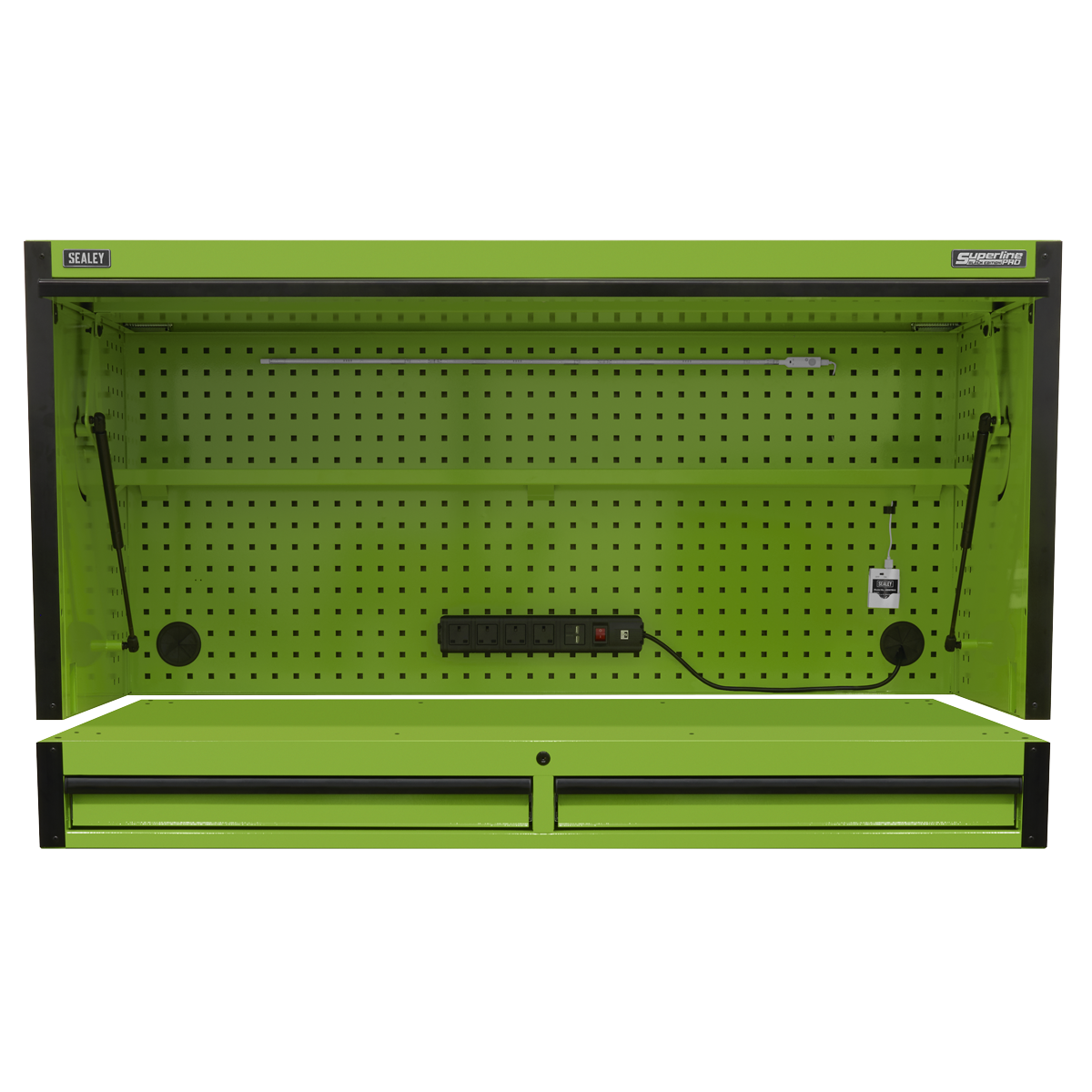 Superline Pro AP6103BE Superline PRO® Black Edition Top Hutch & 2 Drawer Riser 1549mm