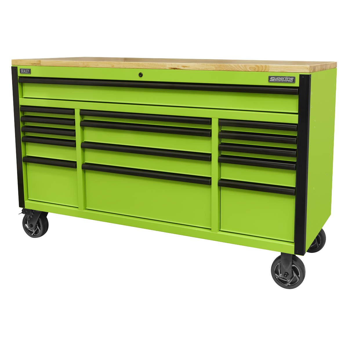 Superline Pro AP6115BE Mobile Trolley with Wooden Worktop 15 Drawer 1549mm