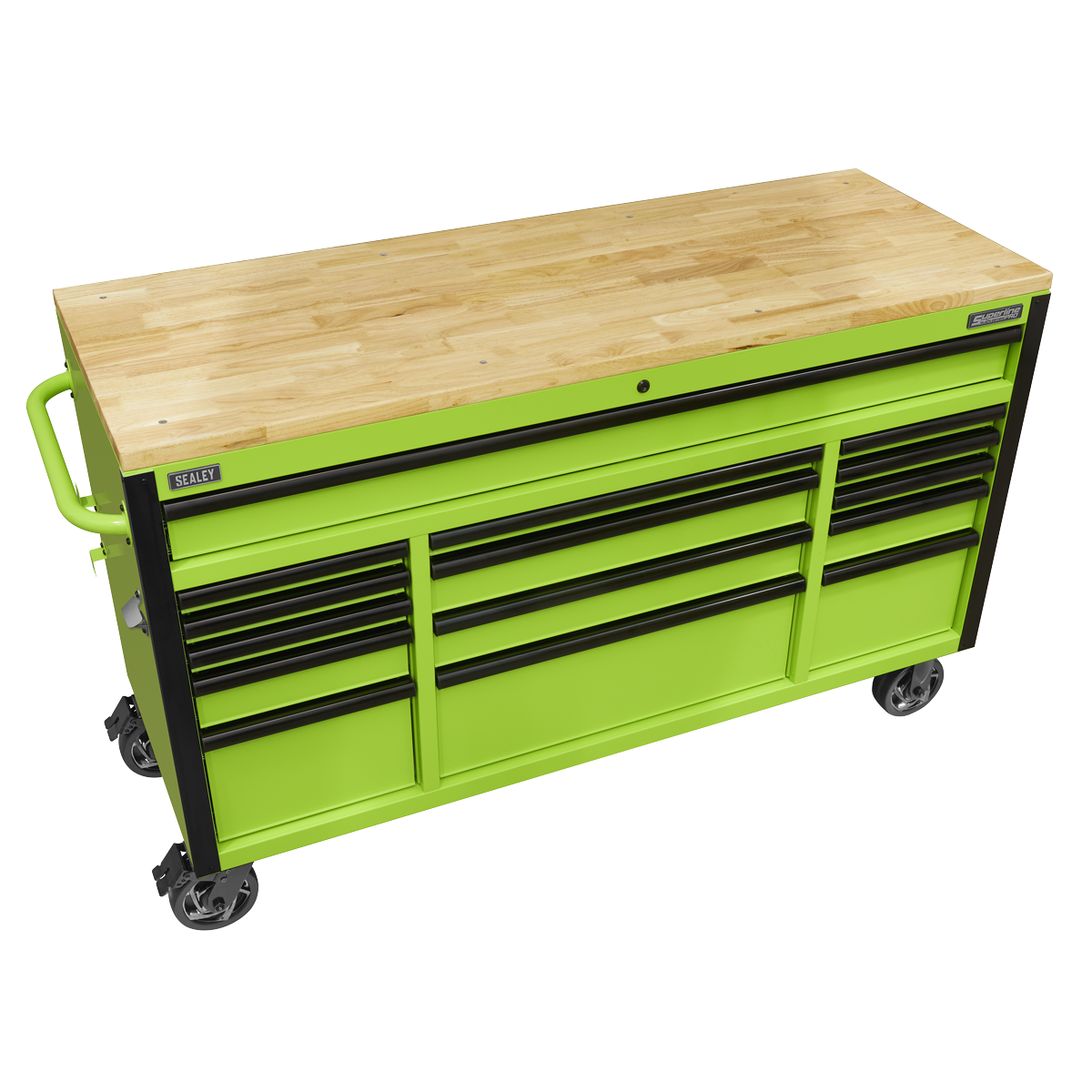 Superline Pro AP6115BE Superline PRO® Black Edition Mobile Trolley with Wooden Worktop 15 Drawer 1549mm