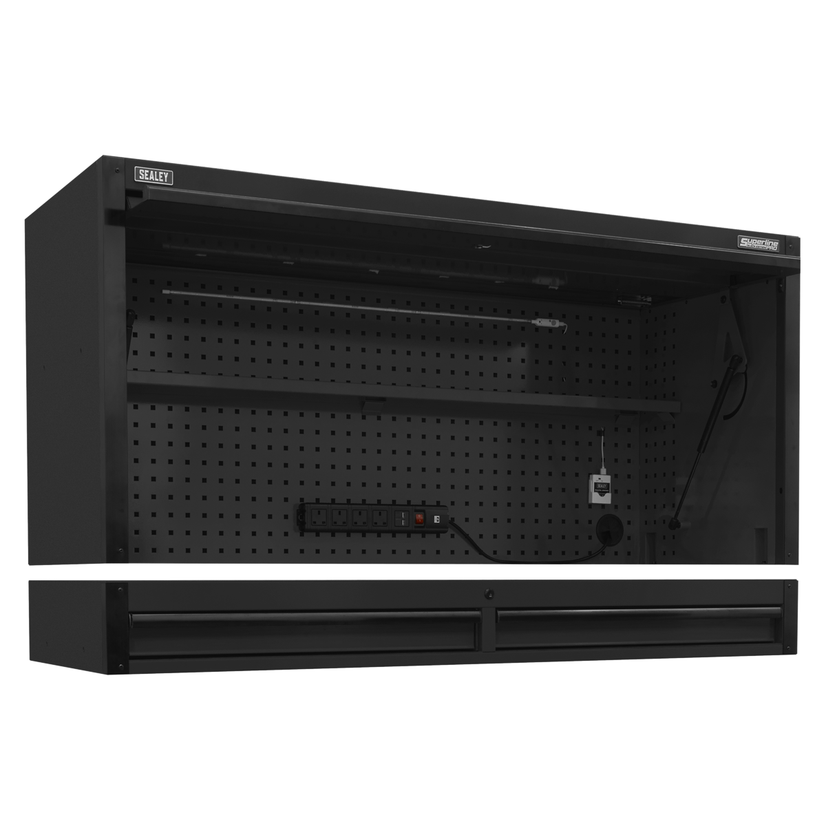 Superline Pro AP6203BE Superline PRO® Black Edition Top Hutch & 2 Drawer Riser 1549mm