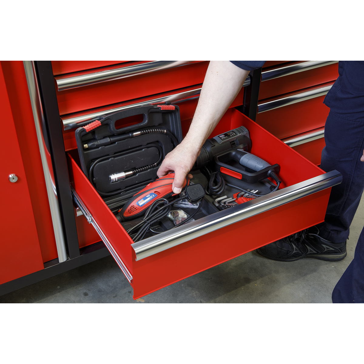 Superline Pro AP6310 Superline PRO® Mobile Workstation with Backboard 10 Drawer