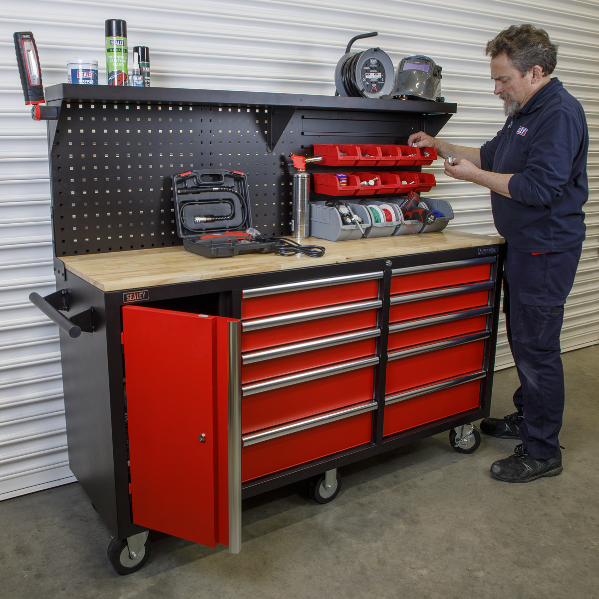 Superline Pro AP6310 Superline PRO® Mobile Workstation with Backboard 10 Drawer