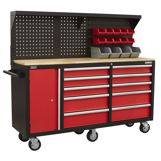 Superline Pro AP6310 Superline PRO® Mobile Workstation with Backboard 10 Drawer