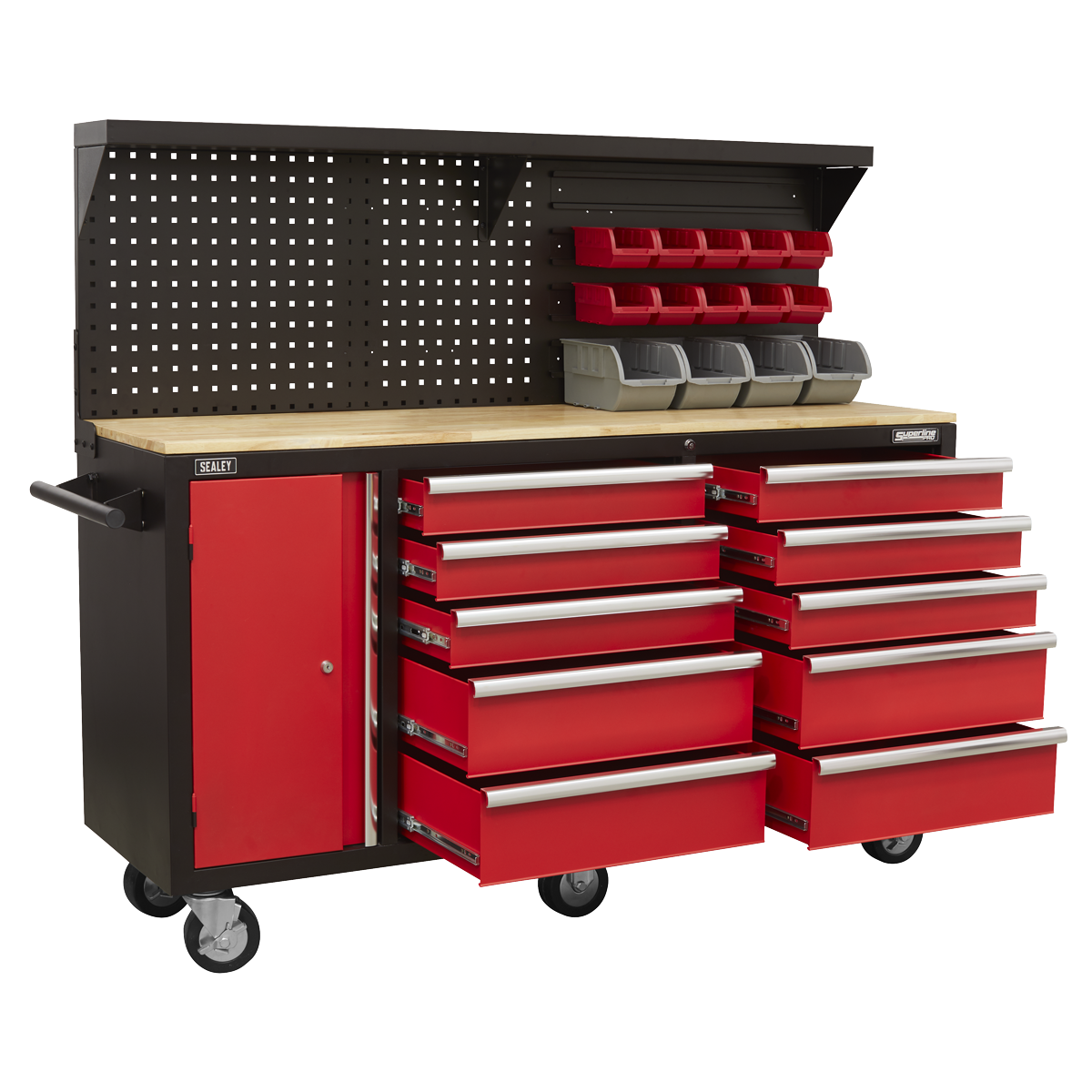 Superline Pro AP6310 Superline PRO® Mobile Workstation with Backboard 10 Drawer