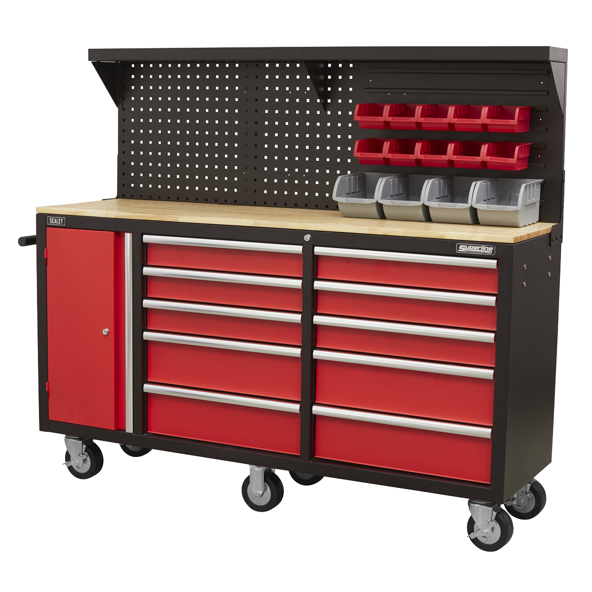 Superline Pro AP6310 Superline PRO® Mobile Workstation with Backboard 10 Drawer