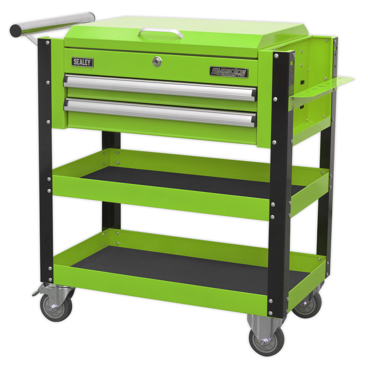 Superline Pro AP760MHV Superline PRO® Heavy-Duty Mobile Tool & Parts Trolley with Lockable Top & 2 Drawers - Green