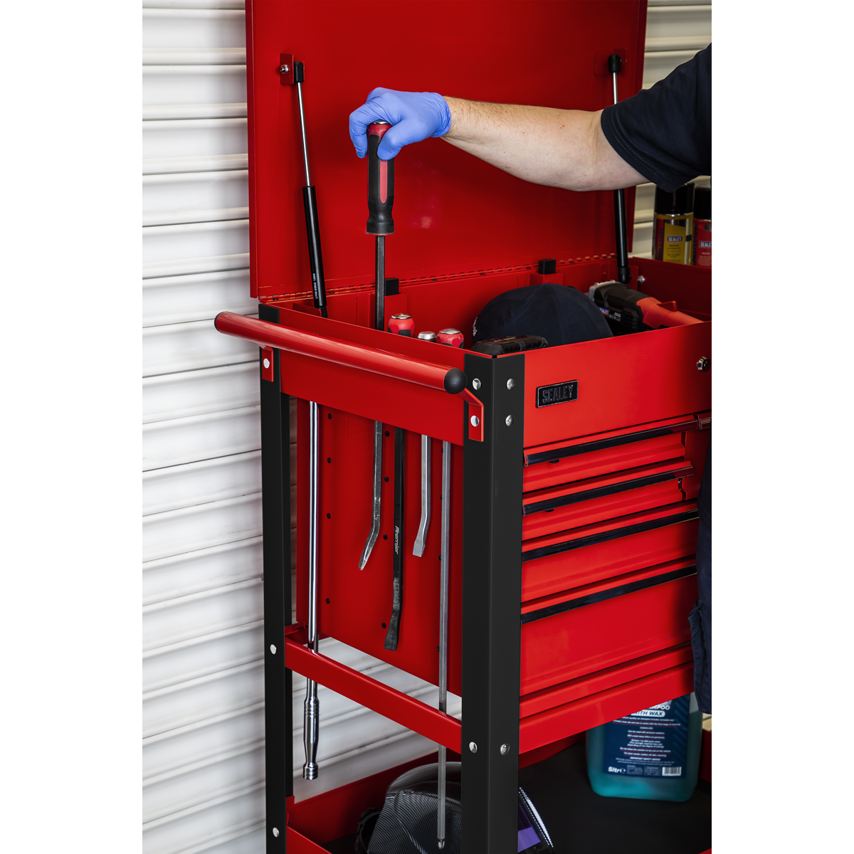 Superline Pro AP890M Superline PRO® Heavy-Duty Mobile Tool & Parts Trolley with 5 Drawers & Lockable Top