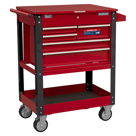 Superline Pro AP890M Superline PRO® Heavy-Duty Mobile Tool & Parts Trolley with 5 Drawers & Lockable Top