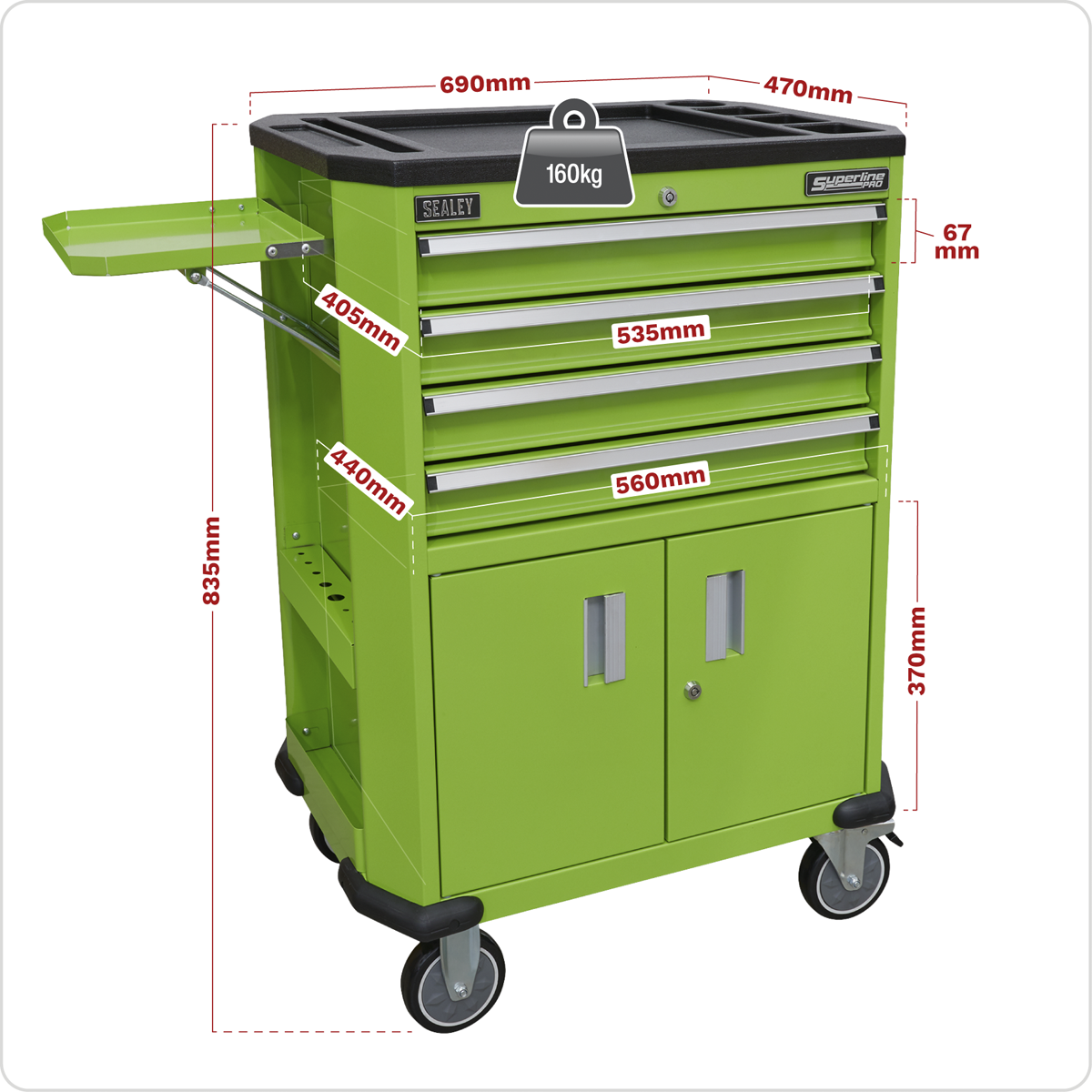 Superline Pro AP980MTHV Superline PRO® Tool Trolley with 4 Drawers & 2 Door Cupboard