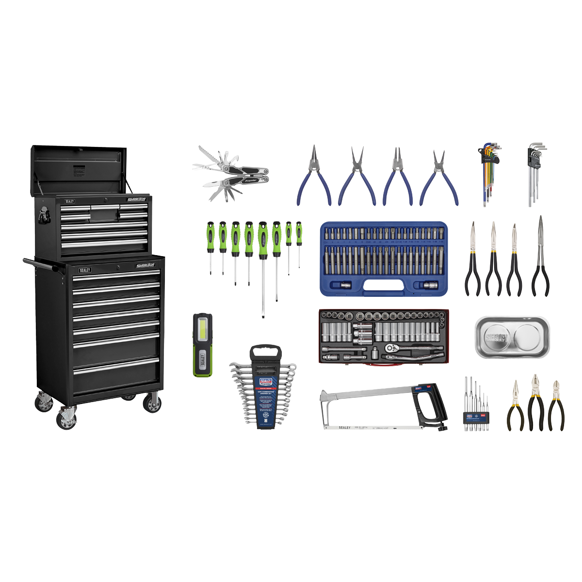 Superline Pro APCOMBOBBTK58 Superline PRO® Topchest & Rollcab Combination 15 Drawer with 148pc Tool Kit - Black