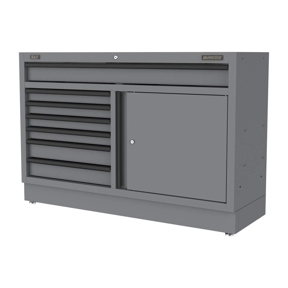 Superline Pro APMS41BE Superline PRO® Black Edition Modular Floor Cabinet 7 Drawer & Cupboard Combination 1360mm
