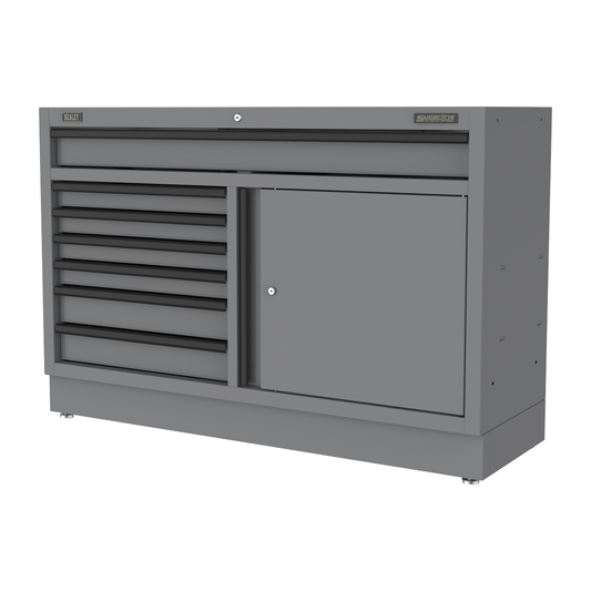 Superline Pro APMS41BE Superline PRO® Black Edition Modular Floor Cabinet 7 Drawer & Cupboard Combination 1360mm