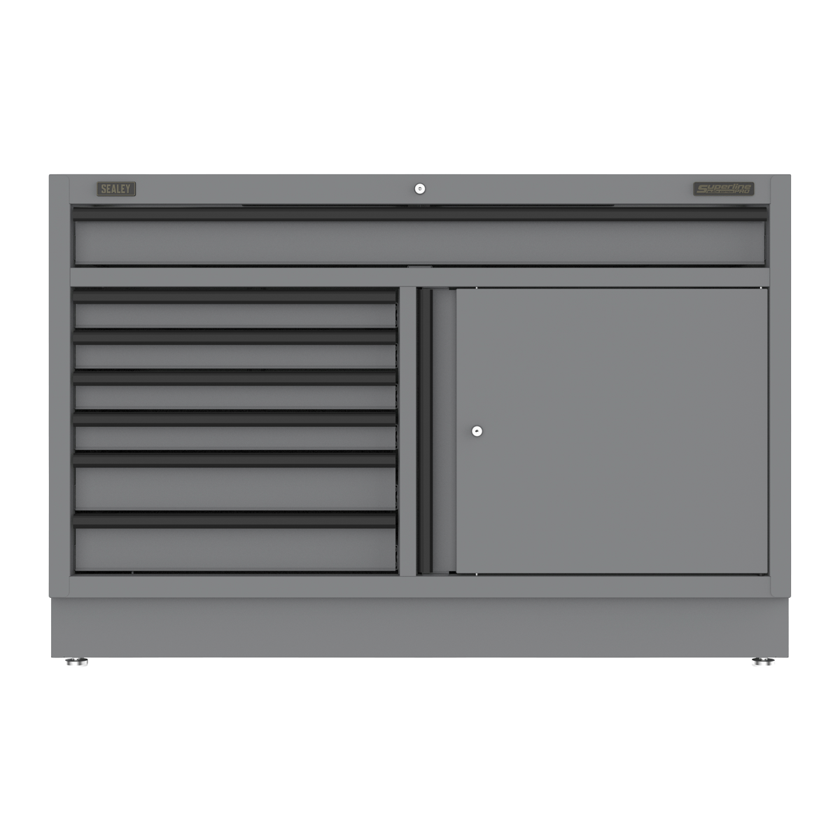 Superline Pro APMS41BE Superline PRO® Black Edition Modular Floor Cabinet 7 Drawer & Cupboard Combination 1360mm