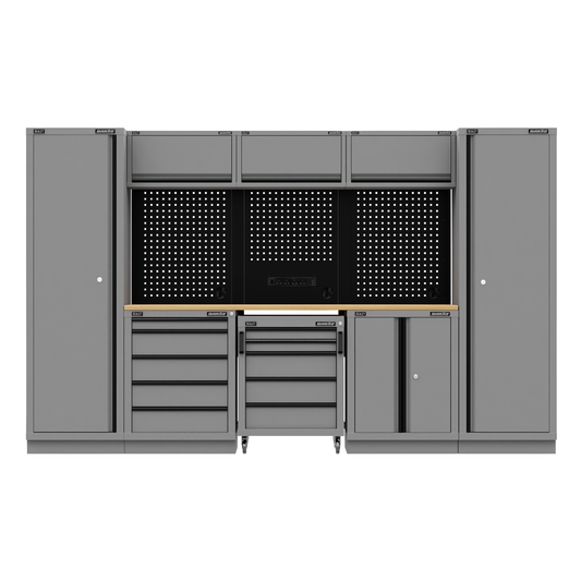 Superline Pro APMSBESTACK01W Superline PRO® Black Edition Storage System with Rubber Wood Worktop 3.24m