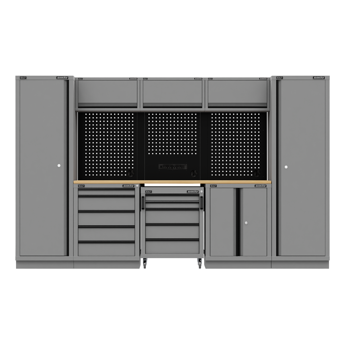 Superline Pro APMSBESTACK01W Superline PRO® Black Edition Storage System with Rubber Wood Worktop 3.24m