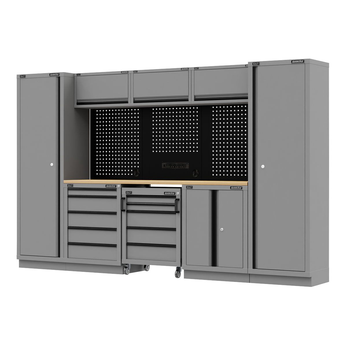Superline Pro APMSBESTACK01W Superline PRO® Black Edition Storage System with Rubber Wood Worktop 3.24m