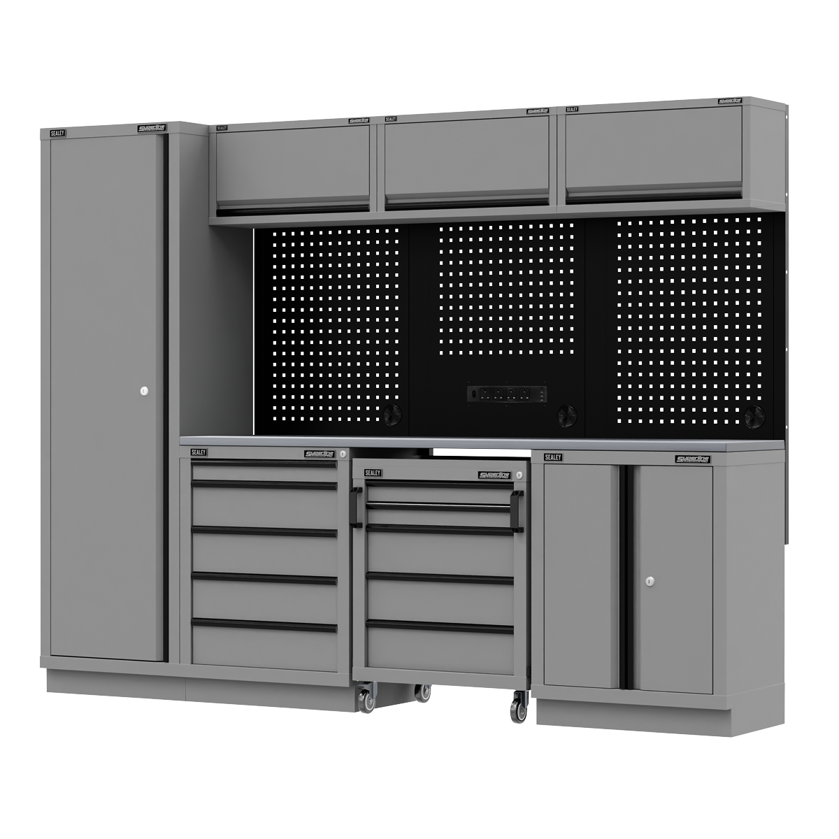 Superline Pro APMSBESTACK02SS Superline PRO® Black Edition Storage System with Stainless Worktop 2.64m