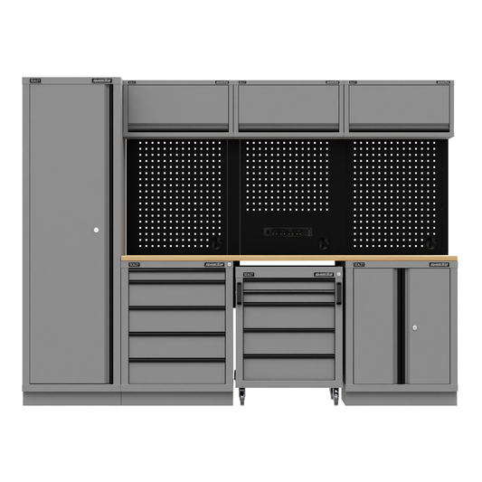 Superline Pro APMSBESTACK02W Superline PRO® Black Edition Storage System with Rubber Wood Worktop 2.64m