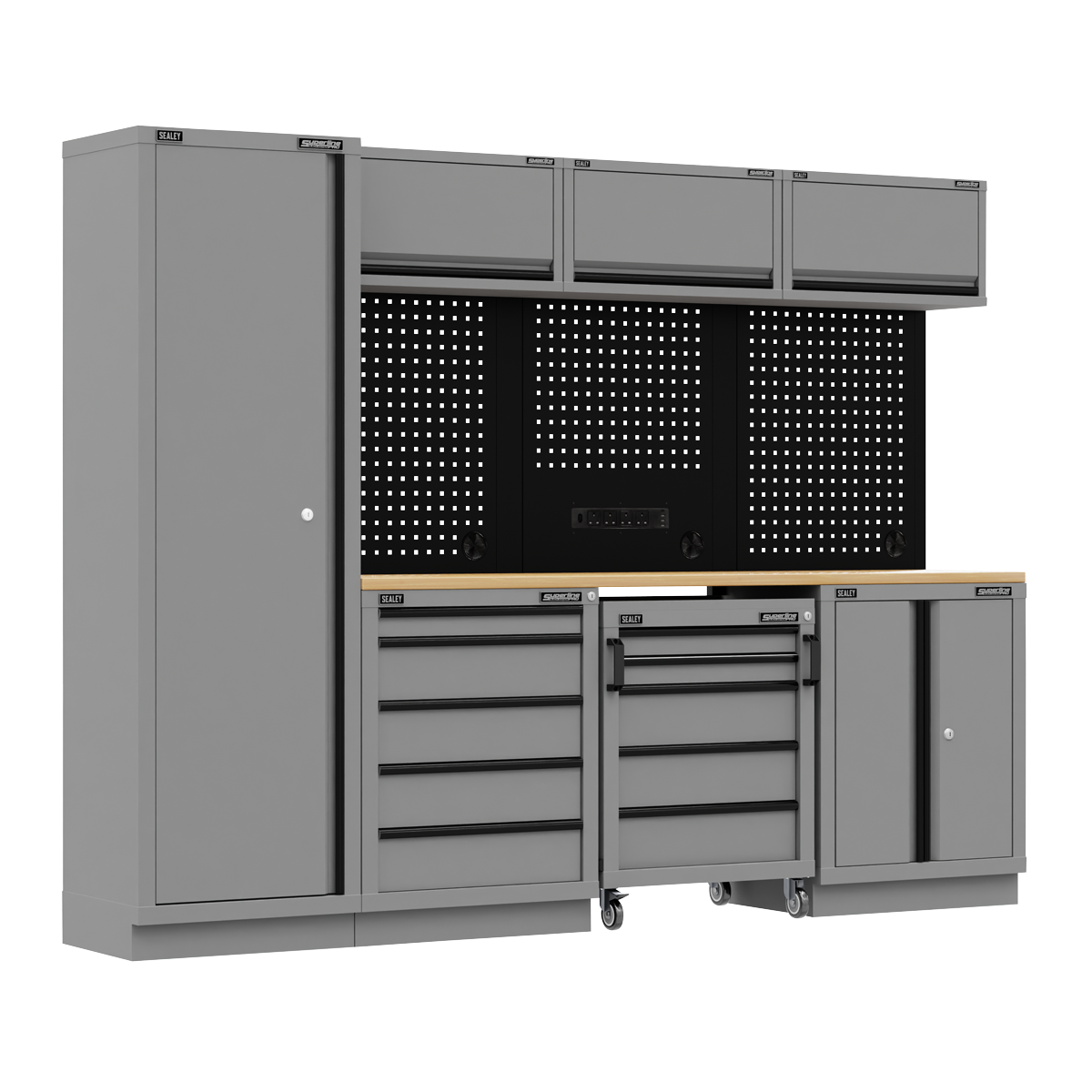 Superline Pro APMSBESTACK02W Superline PRO® Black Edition Storage System with Rubber Wood Worktop 2.64m