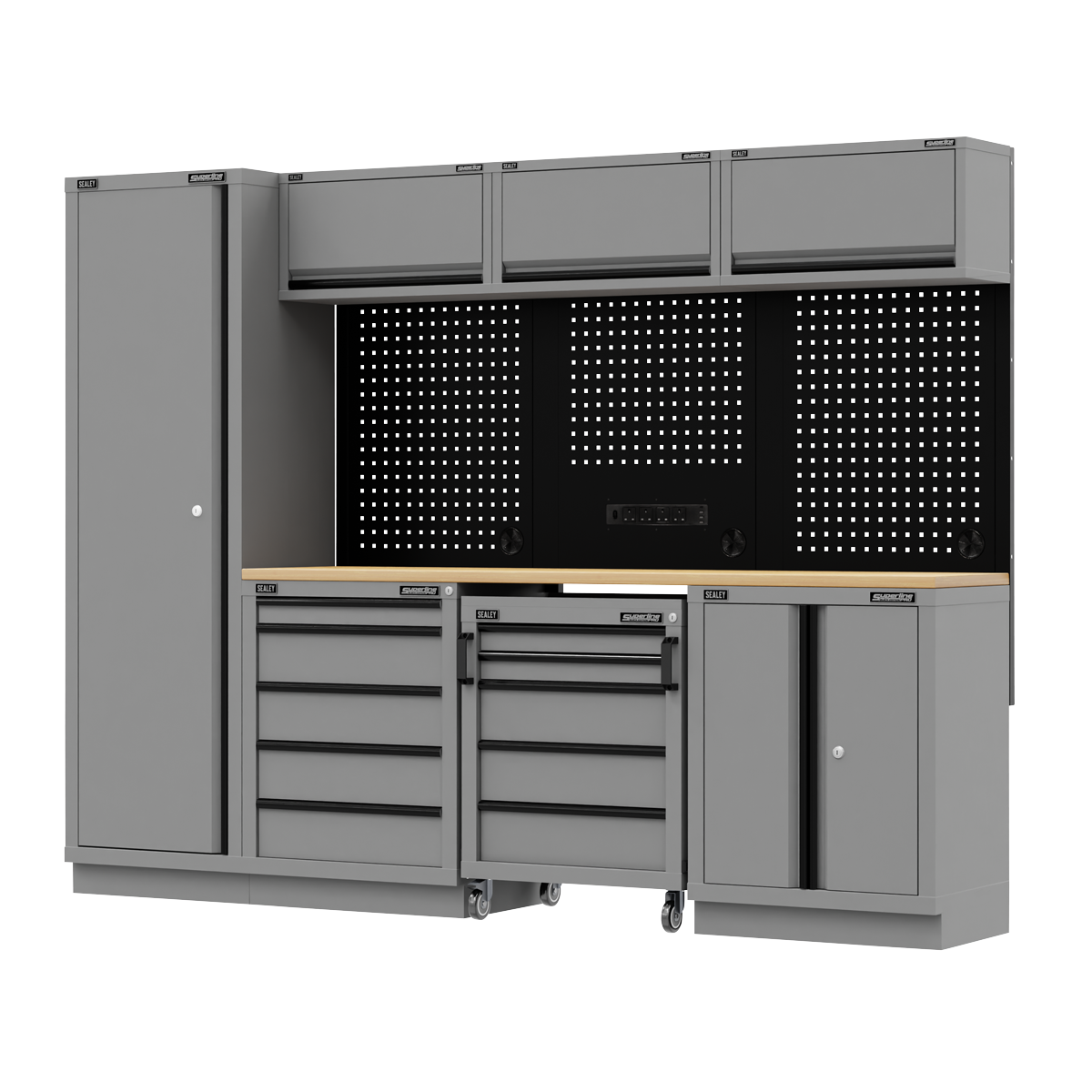 Superline Pro APMSBESTACK02W Superline PRO® Black Edition Storage System with Rubber Wood Worktop 2.64m