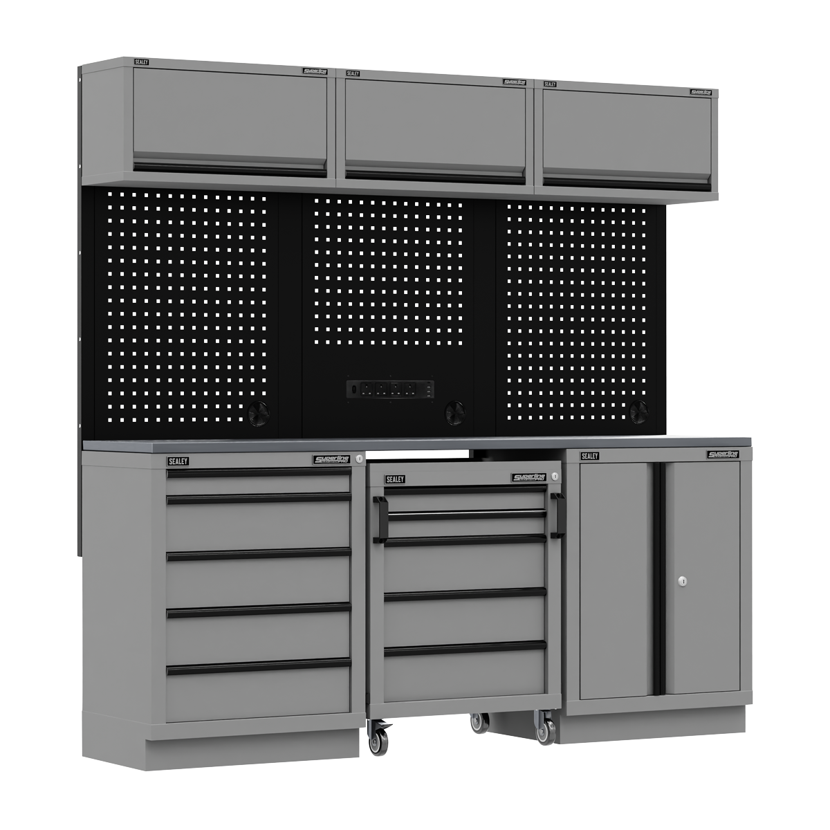 Superline Pro APMSBESTACK03SS Superline PRO® Black Edition Storage System with Stainless Worktop 2.04m