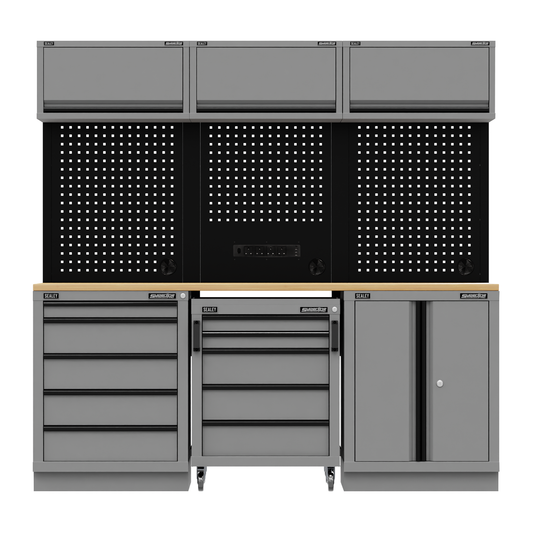 Superline Pro APMSBESTACK03W Superline PRO® Black Edition Storage System with Rubber Wood Worktop 2.04m