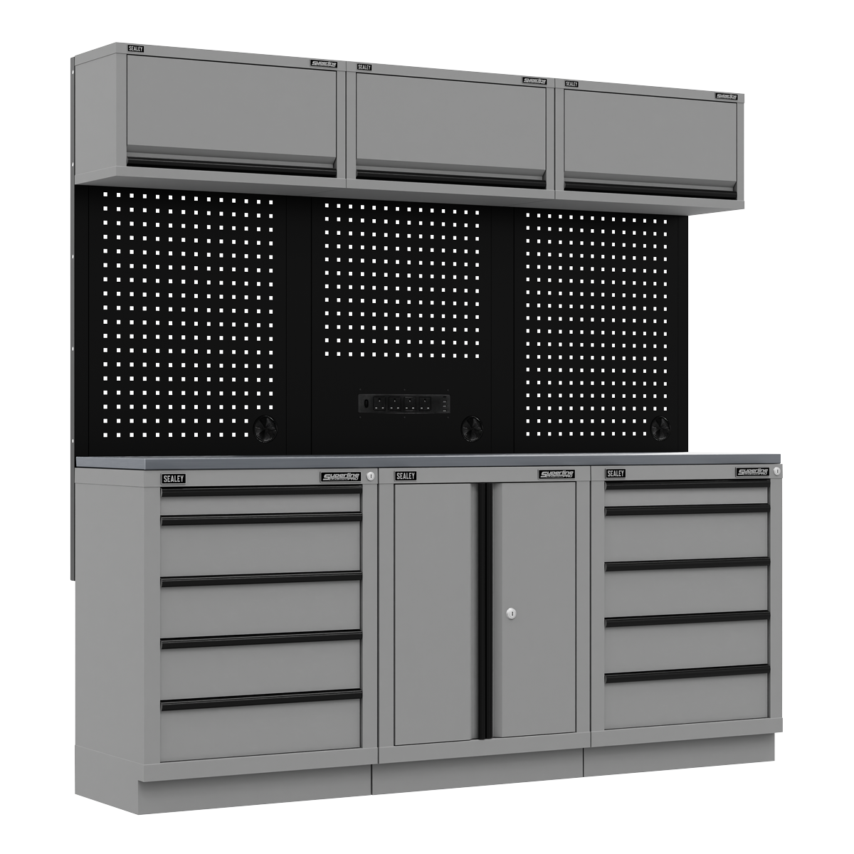 Superline Pro APMSBESTACK04SS Superline PRO® Black Edition Storage System with Stainless Worktop 2.04m