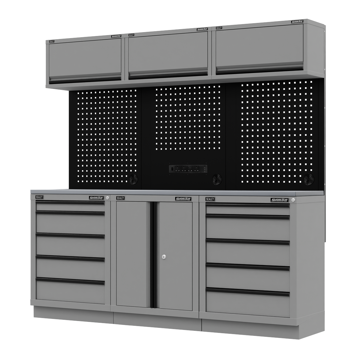 Superline Pro APMSBESTACK04SS Superline PRO® Black Edition Storage System with Stainless Worktop 2.04m