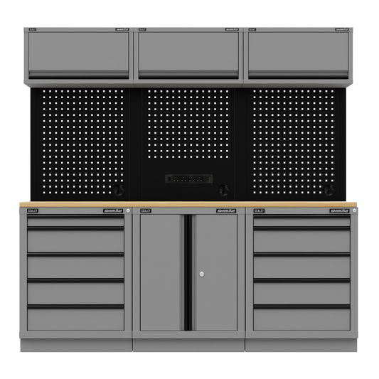 Superline Pro APMSBESTACK04WW Superline PRO® Black Edition Storage System with Rubber Wood Worktop 2.04m
