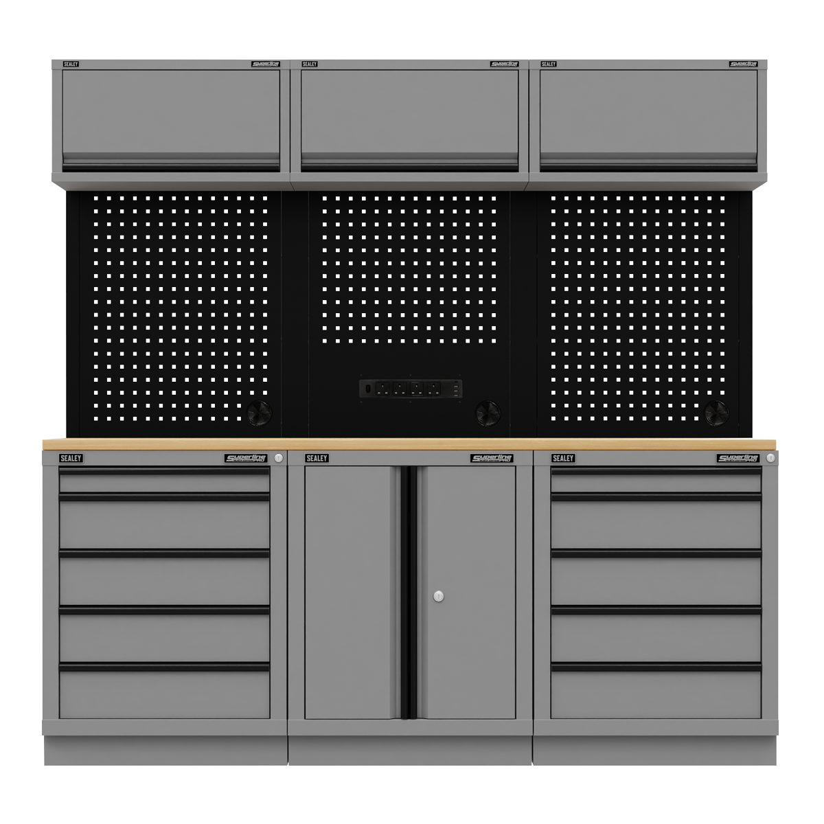 Superline Pro APMSBESTACK04WW Superline PRO® Black Edition Storage System with Rubber Wood Worktop 2.04m