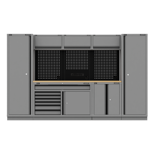Superline Pro APMSBESTACK05W Superline PRO® Black Edition Storage System with Rubber Wood Worktop 3.24m