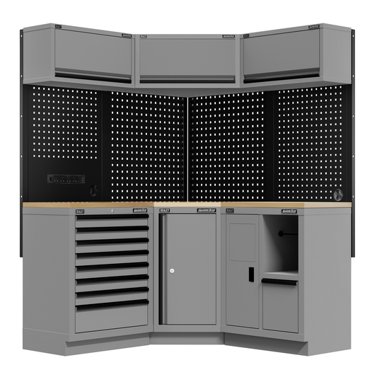 Superline Pro APMSBESTACK06W Superline PRO® Black Edition Modular Corner Storage System with Rubber Wood Worktop 1.54m