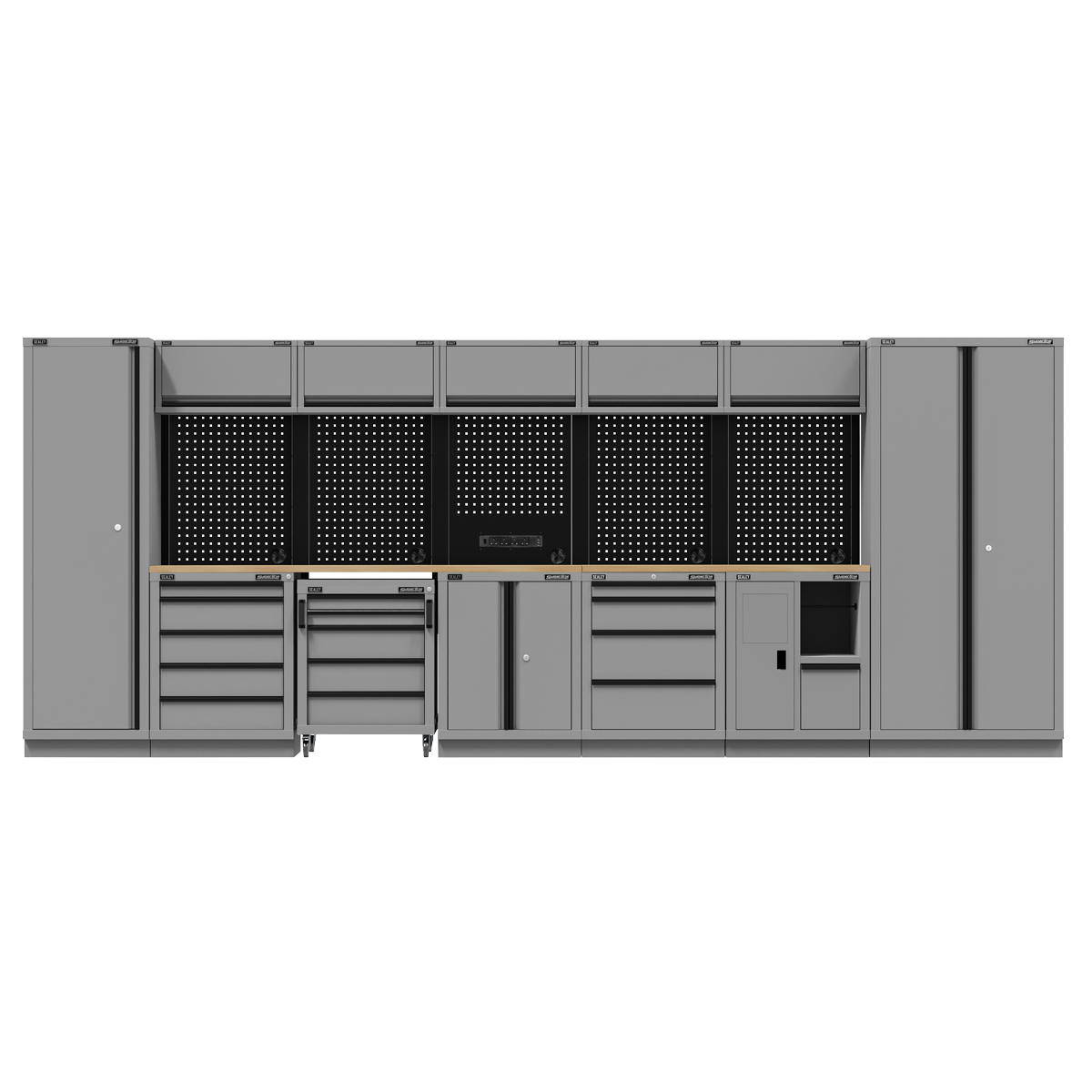 Superline Pro APMSBESTACK07W Superline PRO® Black Edition Storage System with Rubber Wood Worktop 4.92m