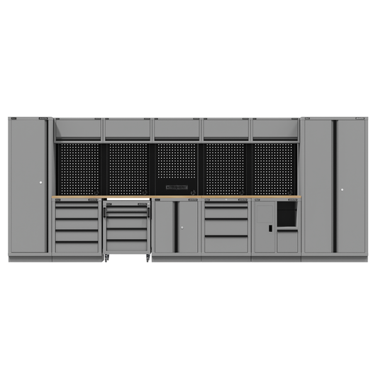 Superline Pro APMSBESTACK07W Superline PRO® Black Edition Storage System with Rubber Wood Worktop 4.92m