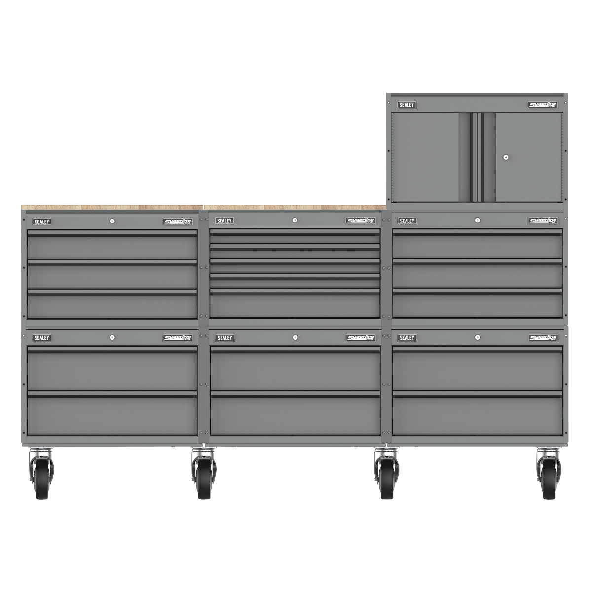 Superline Pro APMSCCOMBO3 Superline PRO® Storage System with Rubber Wood Worktop 2.03m