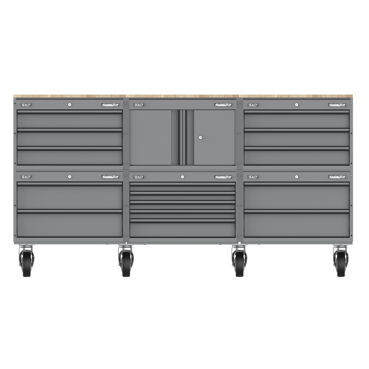 Superline Pro APMSCCOMBO4 Superline PRO® Storage System with Rubber Wood Worktop 2.03m