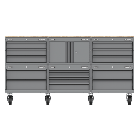 Superline Pro APMSCCOMBO4 Superline PRO® Storage System with Rubber Wood Worktop 2.03m